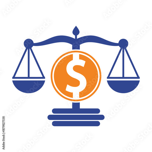 Justice scale with dollar sign coin in the center  law and finance balance icon