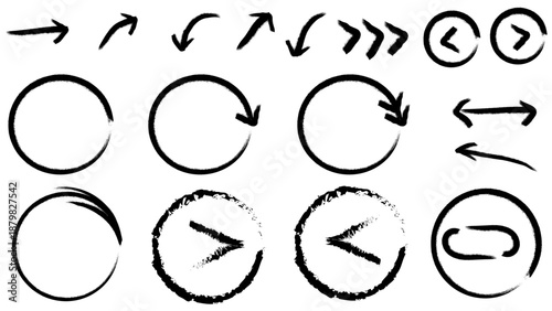 A collection of hand drawn arrows and circular motion icons