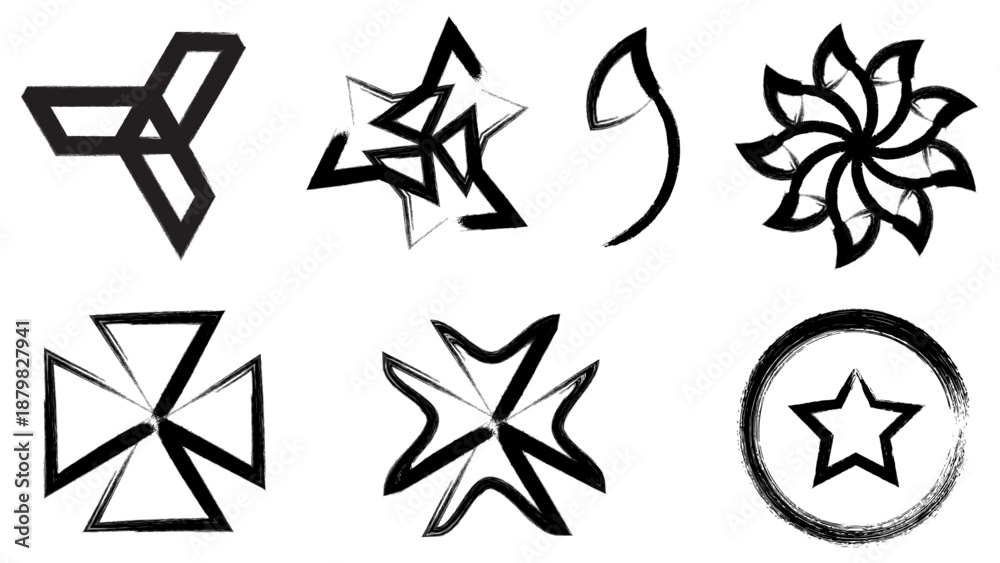 Obraz na plátně Collection of six distinctive black and white symbols