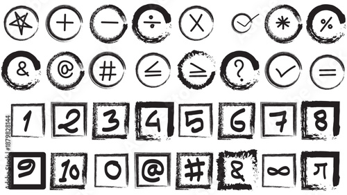 A collection of various mathematical and typographical symbols