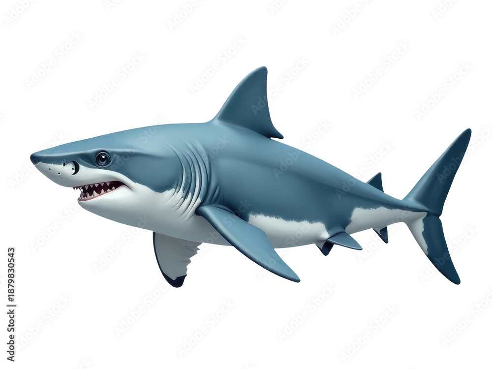 Obraz premium An illustration of a cartoon shark with its mouth open, showing off its sharp teeth