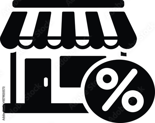 Black and white store discount icon retail shop sale promotion percentage symbol vector illustration