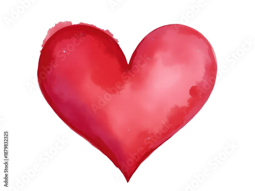 A single red heart-shaped balloon floating on a plain white background
