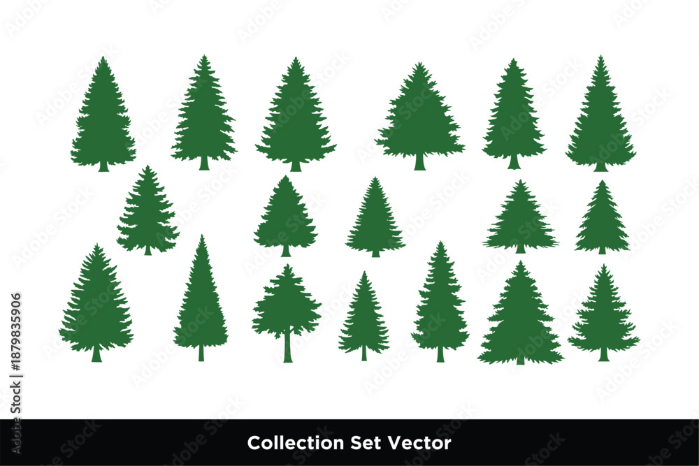 Fototapeta premium A set of silhouette pine tree vector illustration