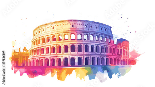 Colosseum. Colosseum watercolor vector illustration