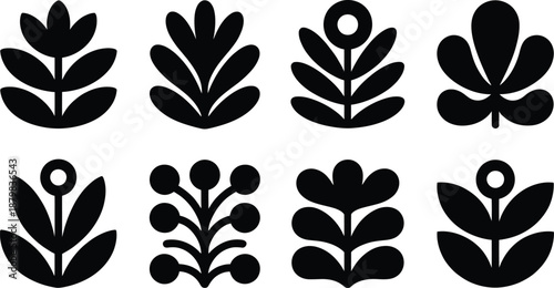 black and white silhouettes of flowers