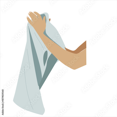 wipe hands on a cloth