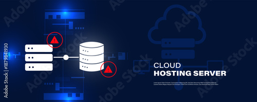 Cloud database alert warning sign icon concept 