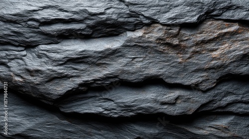 Black slate stone texture, dark rough rock surface, natural material background, top view, high contrast -