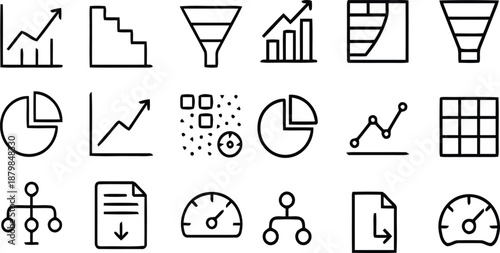 Business and finance graphs charts funnel