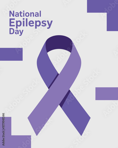 National Epilepsy Day Purple Ribbon Awareness Poster Design