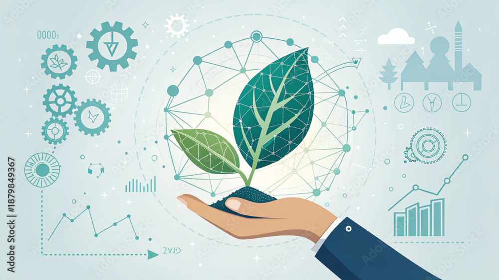 custom made wallpaper toronto digitalGreen Technology and Sustainable Innovation Concept Flat Vector Illustration