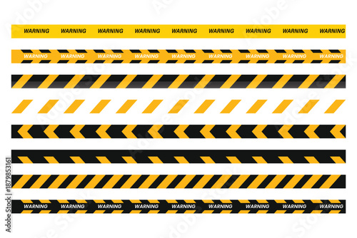 Multiple warning tapes in yellow and black