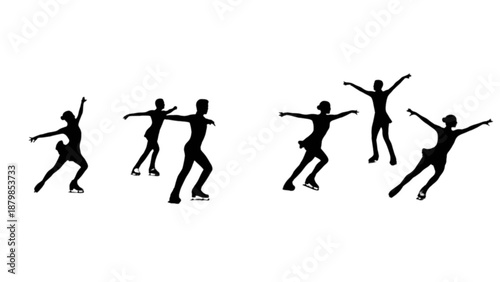 Dynamic silhouettes capturing the artistry and movement of professional figure skaters on ice