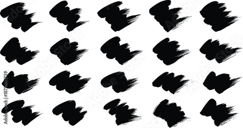 Diagonal Black Paint Brush Strokes Set