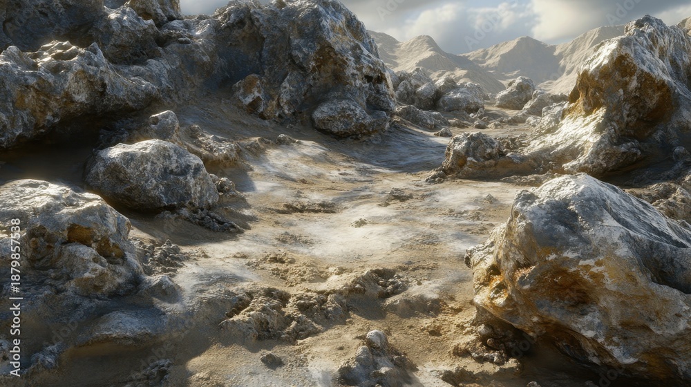 Obraz premium Jagged natural rock formations creating a rugged and formidable mountain landscape