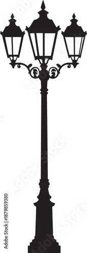  Vintage Autumn Street Lamp Silhouette Vector Illustration