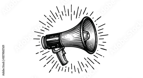 Vintage Megaphone Announcement.
