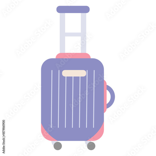 Modern purple travel suitcase with wheels and handle illustration. Suitable for clip art, stickers, flat design illustration, etc