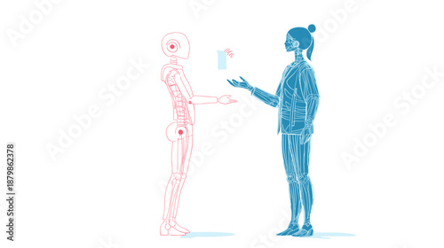 Woman giving man a credit card.