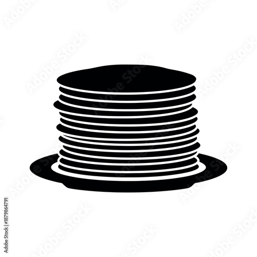 Stack of Pancakes Silhouette Icon.