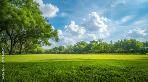 Landscape of grass field and green environment public park use as natural background,backdrop