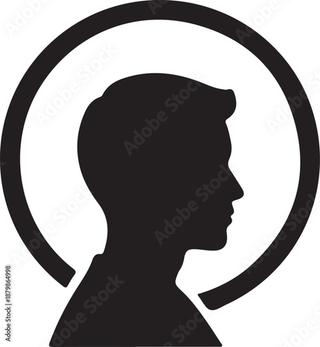 Silhouette with halo circle background, spiritual minimal art