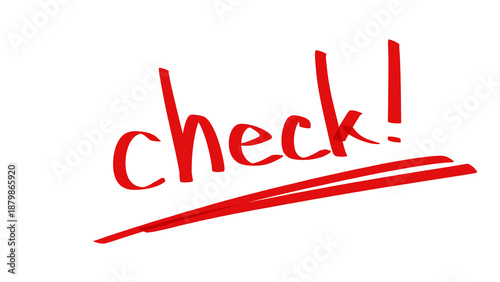 Bild auf Leinwand 赤いマーカーペンで書かれた、チェックポイントを表すCHECKの単語
