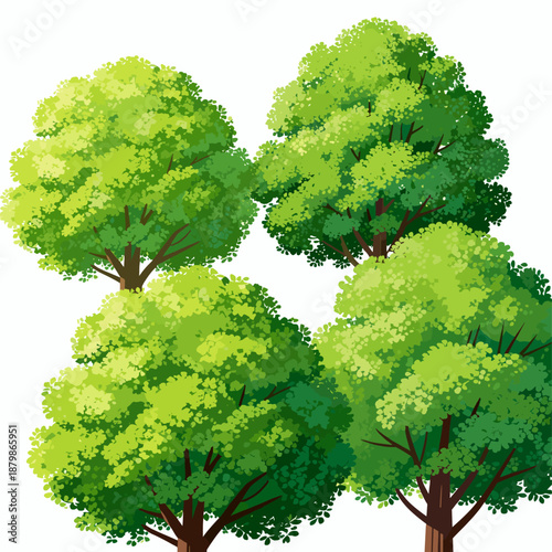 [Vector EPS]A group of lush green trees with vibrant foliage in a natural setting