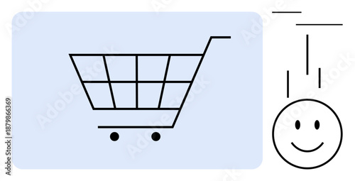 Shopping cart concept. Shopping highlighted with cart symbol for retail, e-commerce, and digital stores. Shopping as a primary focus in transactions and purchasing decisions. For retail, marketing
