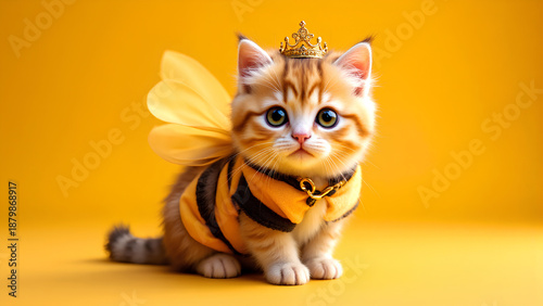 Royal Bee Kitten on Yellow Backdrop