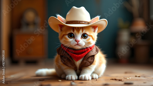 Cowboy Kitten in Rustic Western Style