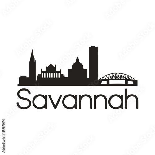 Savannah skyline silhouette with prominent architecture and the iconic talmadge bridge