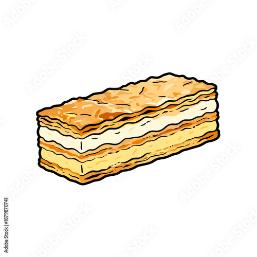 [Vector EPS]Delicious multi-layered cream filled pastry slice