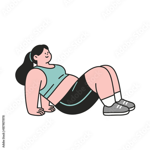 [Vector EPS]A woman doing sit-ups for fitness and exercise