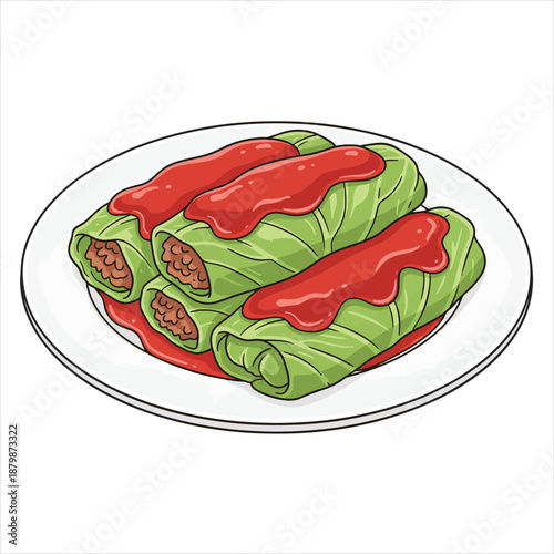vector illustration of a cabbage rolls