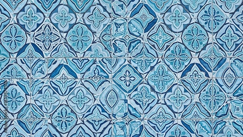 Intricate blue tile pattern