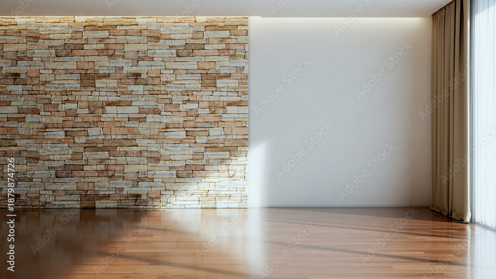 Obraz premium Large luxury modern bright interiors Living room mockup illustration 3D rendering image