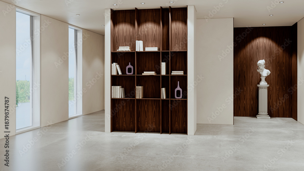 Fototapeta premium Large luxury modern bright interiors Living room mockup illustration 3D rendering image