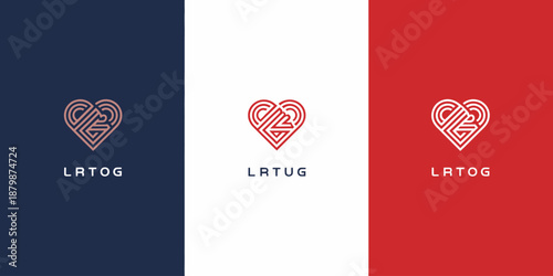 Three heart shaped on blue white and red background with L R T O G text LRTOG