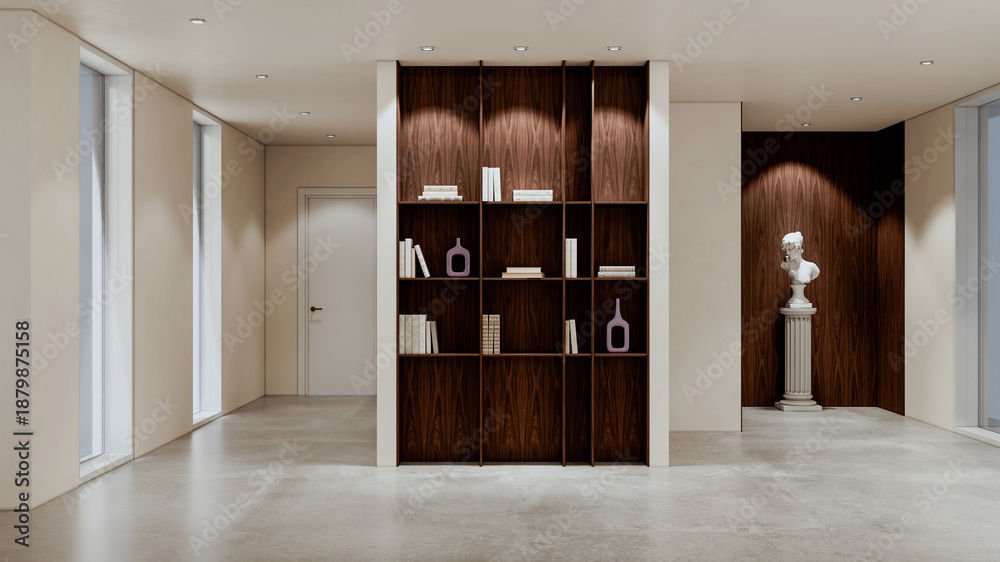 Fototapeta premium Large luxury modern bright interiors Living room mockup illustration 3D rendering image