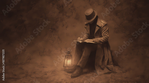 An artistic young person in a vintage dress carries an old sword while posing on a street