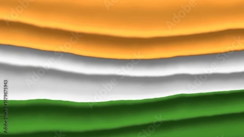 Flowing Indian tricolour animation with saffron, white and green waves blending smoothly.