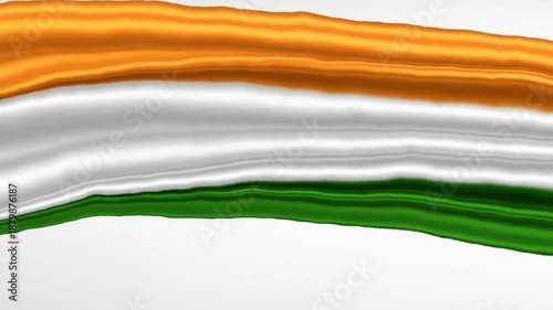 Flowing Indian tricolour animation with saffron, white and green waves blending smoothly.