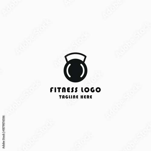 fitness logo design template. kettle bell, barbel and body icon - vector
