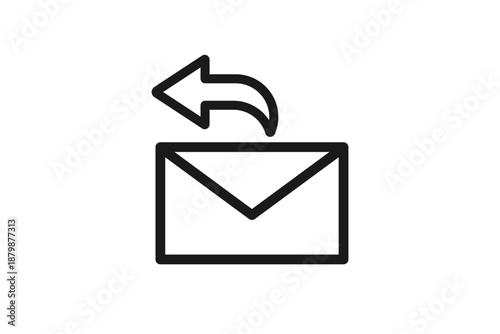 メールに返信する矢印付き封筒の線画アイコン素材