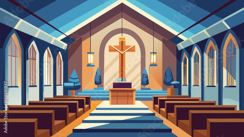 Interior of a serene church Vector
