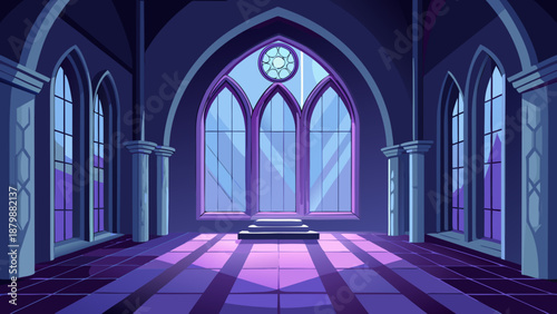 Gothic cathedral interior with stained glass Vector