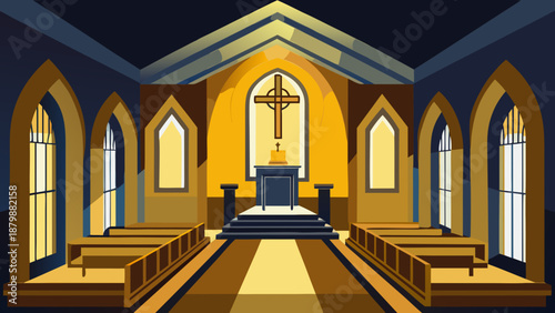 Interior of a serene church Vector
