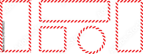 Festive red and white candy cane striped frames and borders in a delightful collection of various shapes